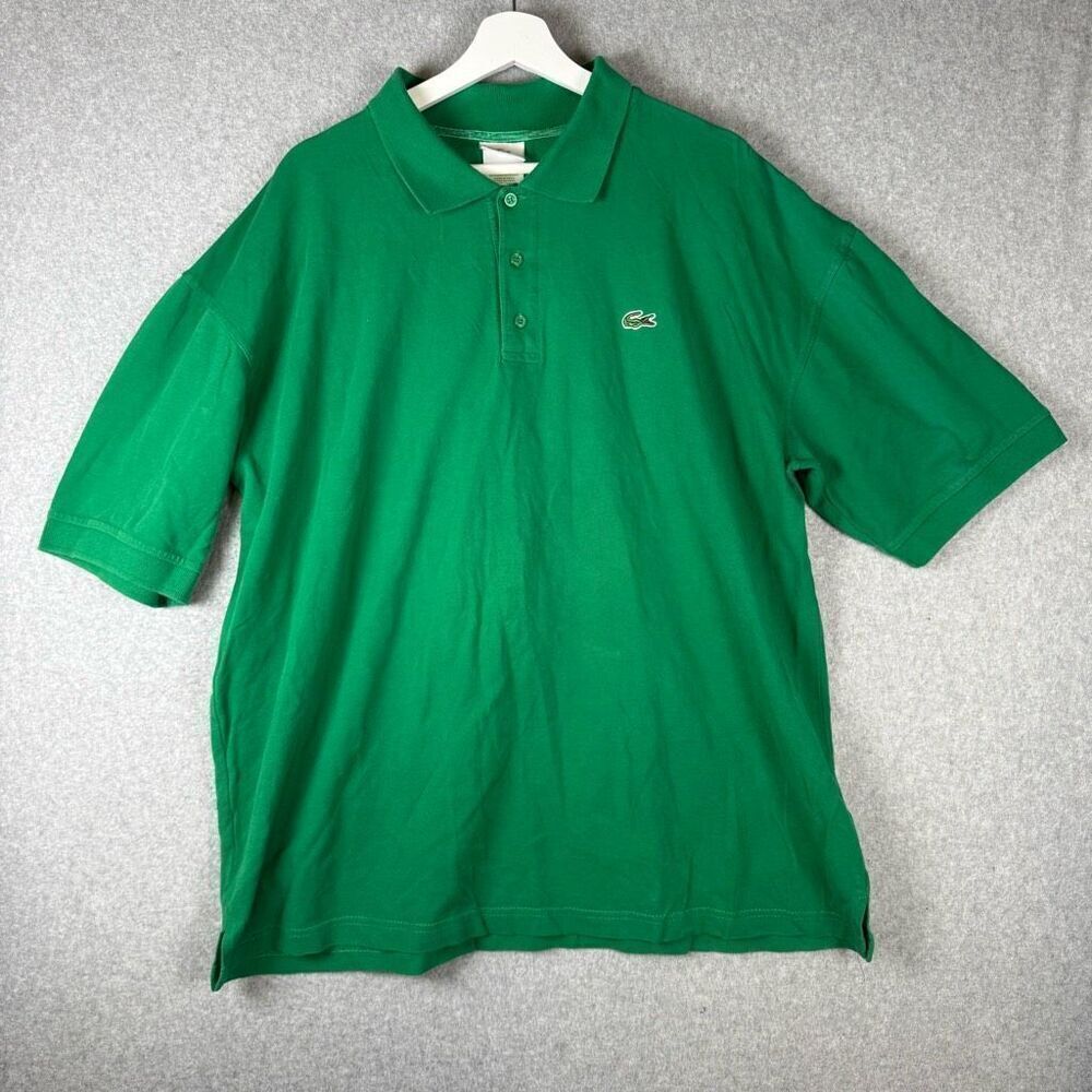 Lacoste Mens FR 7 US 2XL Croc Logo Short Sleeve Collared Polo Shirt Kelly Green